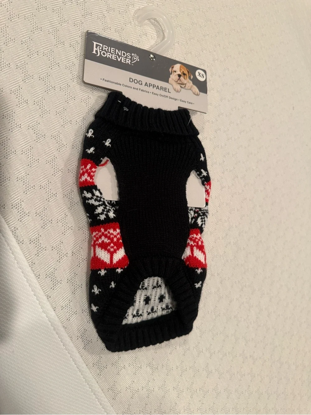 Cozy Knit Dog Sweater - Black, Red & White Friends Forever New